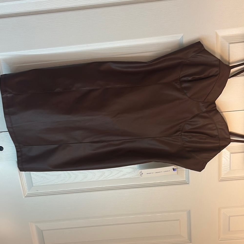Almost Famous Chocolate Faux Leather Dress